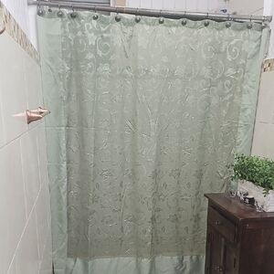 Green Shower curtain. Excellent Condition One for $19.00 or Two for $30.00